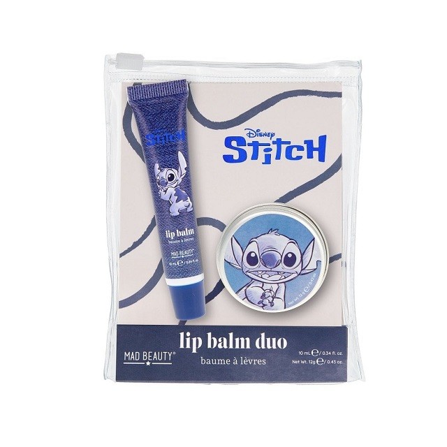 Mad Beauty Stitch Denim Lip Balm Duo Με Άρωμα Μύρτιλο,12gr,  2 Τεμάχια