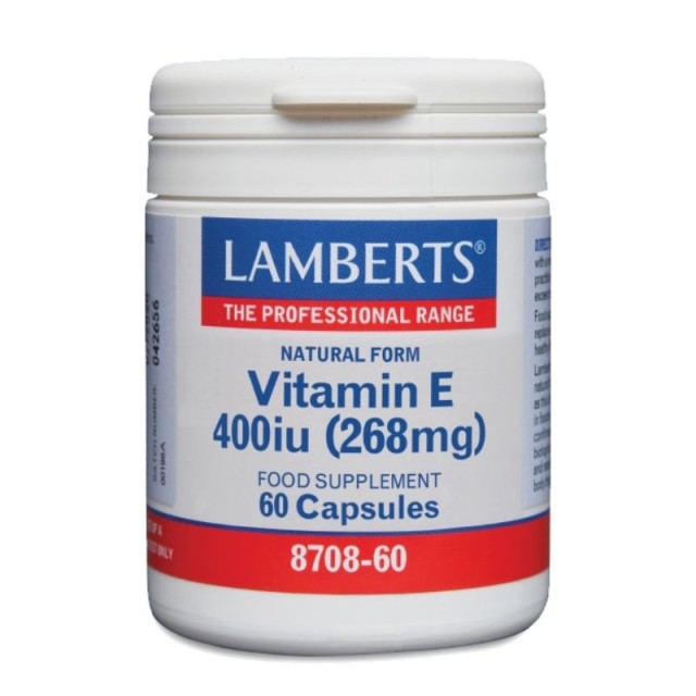 Lamberts Vitamin E 400iu Natural Form, Συμπλήρωμα Διατροφής Με Βιταμίνη Ε, 60caps 8708-60