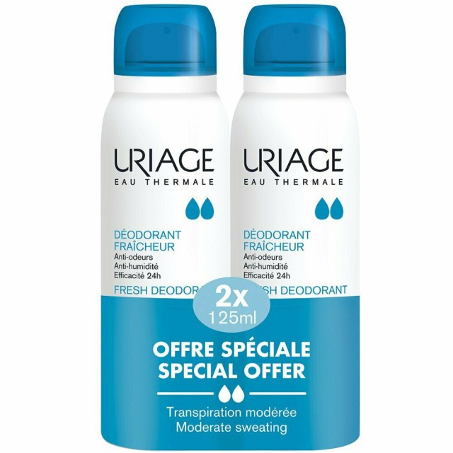 URIAGE Eau Thermale Fresh Deodorant 24h Spray Promo,  Αντιιδρωτικό Αποσμητικό Σπρέι, 2x125ml (1+1)