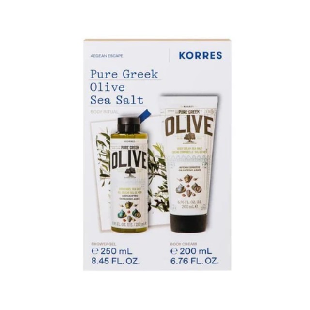 Korres Πακέτο Pure Greek Olive Sea Salt Αφρόλουτρο 250ml & Ενυδατικό Γαλάκτωμα Σώματος 200ml
