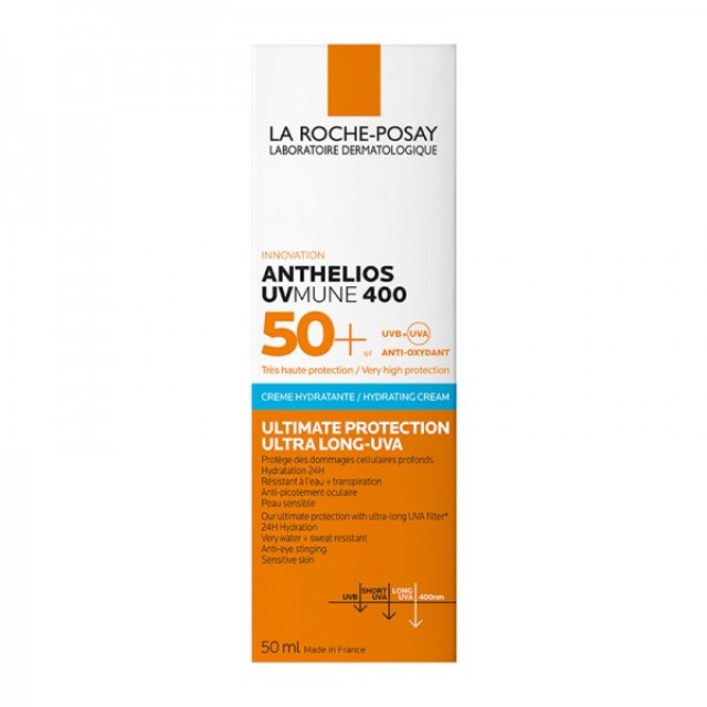 LA ROCHE POSAY Anthelios UVMune 400 Crema Idratante SPF50+, Αντηλιακή Ενυδατική Κρέμα Προσώπου με Άρωμα 50ml