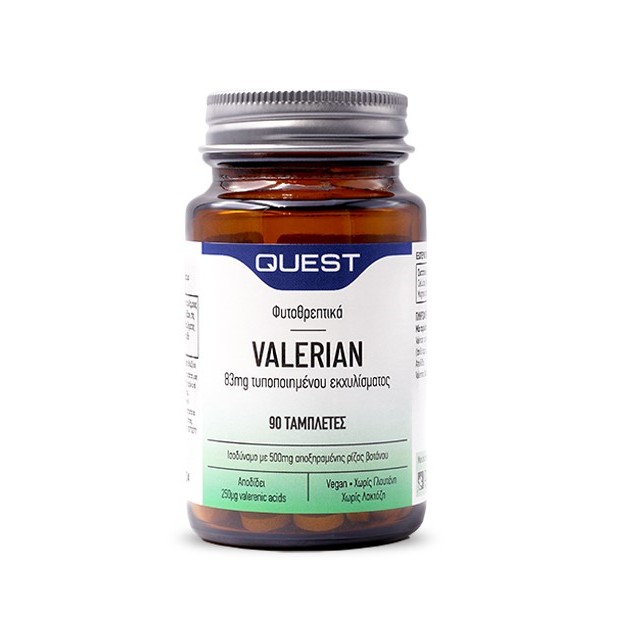 QUEST Valerian 83mg Extract Συμπλήρωμα Διατροφής με Βαλεριάνα για την Αϋπνία με Ηρεμιστικές Ιδιότητες 90 Ταμπλετες + 45 Δώρο