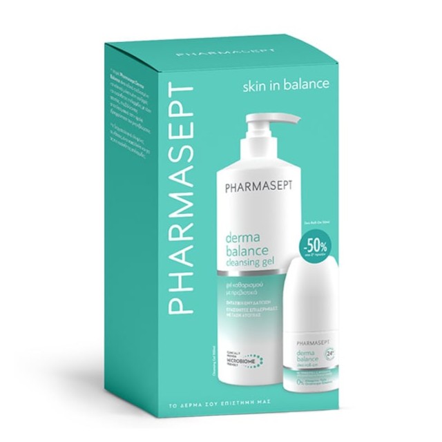 Pharmasept Derma Balance Πακέτο Cleansing Gel 500ml & Deo Roll-On 50ml