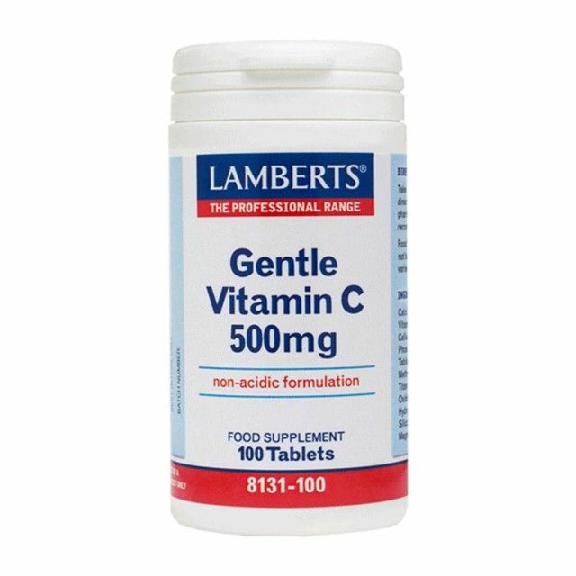 LAMBERTS Gentle Vitamin C 500mg Non Acidic Συμπλήρωμα Διατροφής Βιταμίνη C Σε Μη Όξινη Μορφή 8131-100, 100 Ταμπλέτες