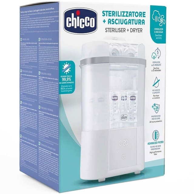 Chicco 2in1 Steriliser & Dryer Ψηφιακός Αποστειρωτής & Στεγνωτήρας Με Φίλτρο, 1 Τεμάχιο