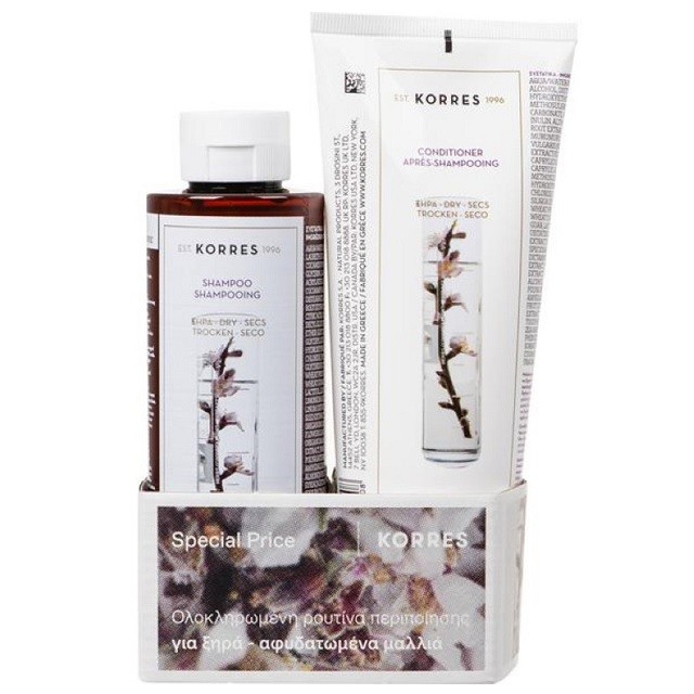 Korres Almond & Linseed Πακέτο Shampoo Σαμπουάν Για Ξηρά & Αφυδατωμένα Μαλλιά, 250ml & Conditioner Μαλακτική Κρέμα Για Ξηρά - Αφυδατωμένα Μαλλιά, 200ml