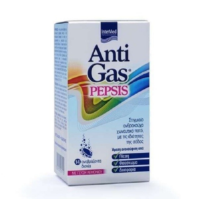 Intermed AntiGas Pepsis Ανθρακούχο Χωνευτικό Ποτό με Γεύση Λεμόνι 14 Αναβράζοντα Δισκία