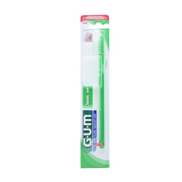 Gum Classic Compact 409 Soft Οδοντόβουρτσα Μαλακή Πράσινη 1 τμχ