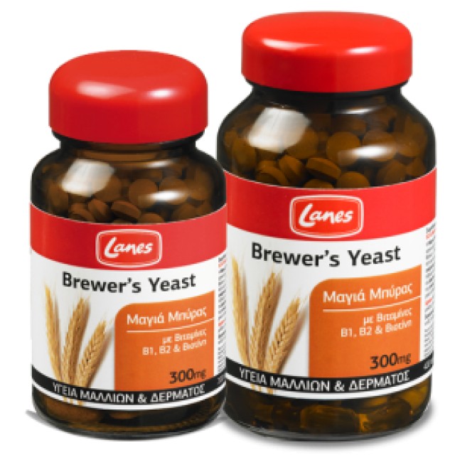 LANES Brewers Yeast 300mg Μαγιά Μπύρας Για Υγιή Μαλλιά & Δέρμα 200tabs