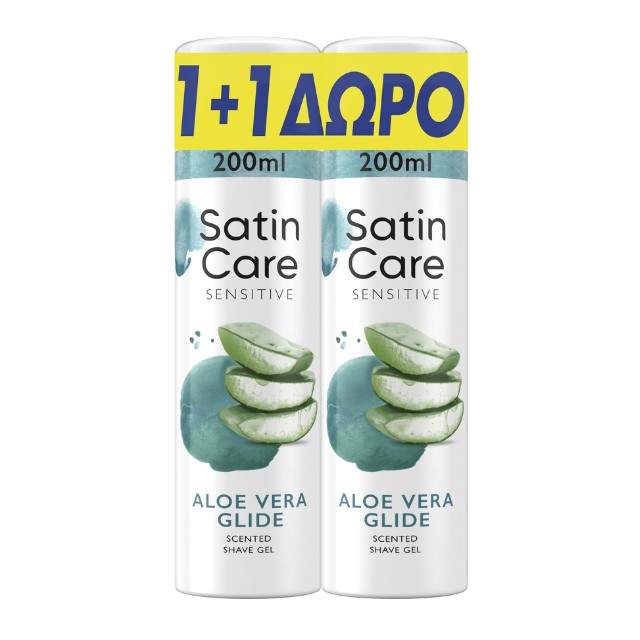Gillette Satin Care Sensitive Shave Gel Ξυρίσματος για Ευαίσθητες Επιδερμίδες 1+1 ΔΩΡΟ