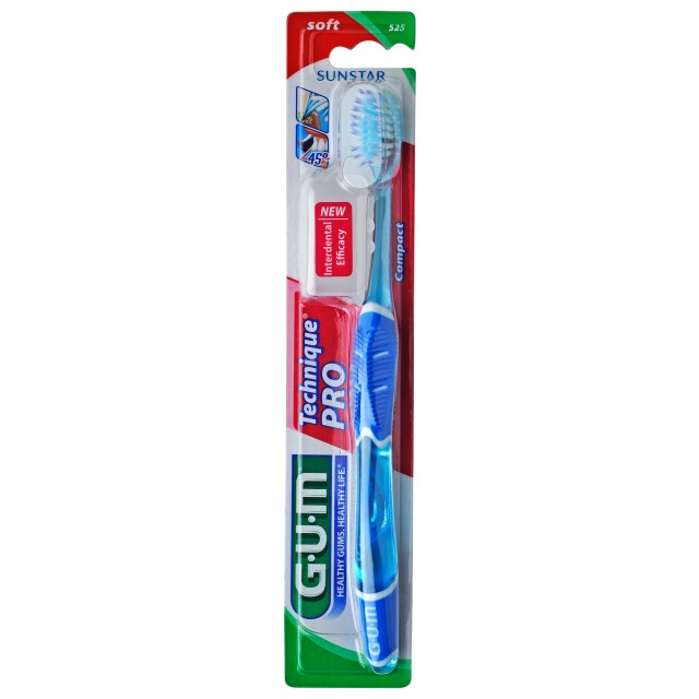 Gum Technique Pro Compact 525 Soft Οδοντόβουρτσα με Θήκη Προστασίας, 1τμχ