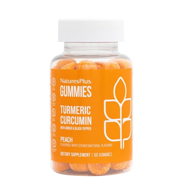 Natures Plus Turmeric Curcumin Gummies με Γεύση Ροδάκινο 60 Ζελεδάκια