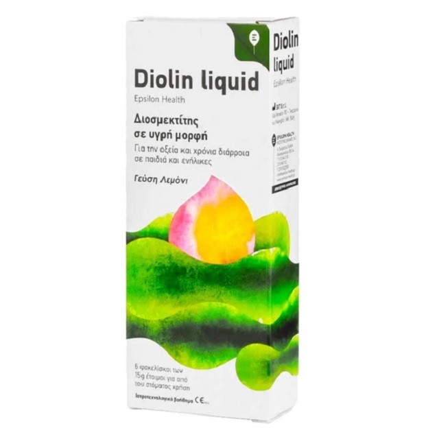 Epsilon Health Diolin Liquid Ιατροτεχνολογικό Βοήθημα Για Την Οξεία & Χρόνια Διάρροια Σε Παιδιά & Ενήλικες, 6 Φακελίσκοι x 15gr