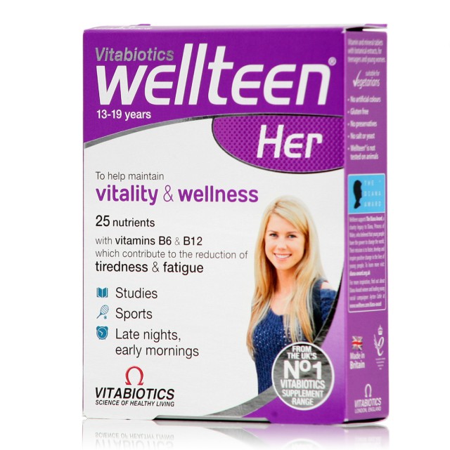Vitabiotics Wellteen Her Συμπλήρωμα Διατροφής Με Πολυβιταμίνες Για Έφηβες & Νέες Γυναίκες, 30 Ταμπλέτες