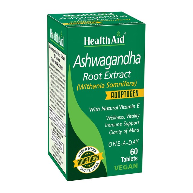 HEALTH AID Ashwagandha Root Extract, Για Ηρεμία, Ενέργεια & Υποστήριξη Του Ανοσοποιητικού, 60tabs