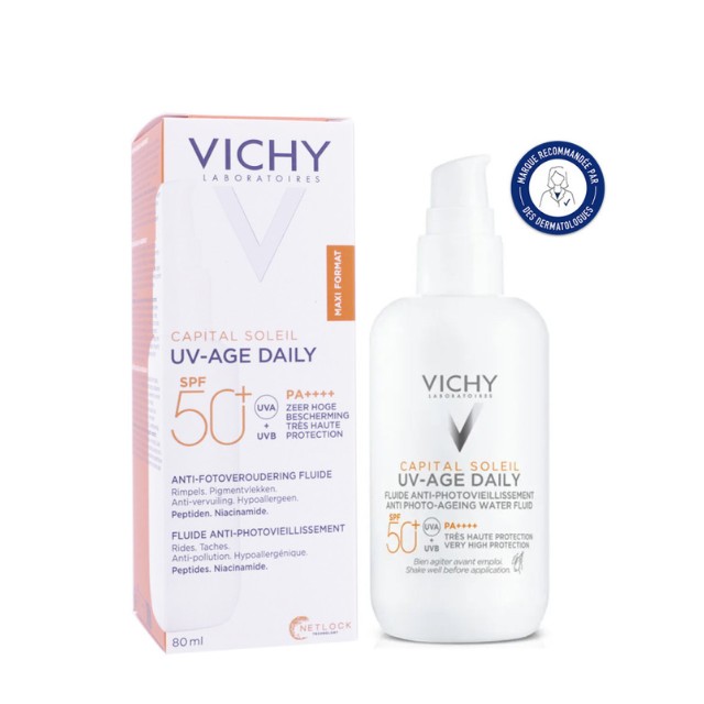 Vichy Capital Soleil UV-Age Daily SPF50  Λεπτόρευστο Αντηλιακό 80ml