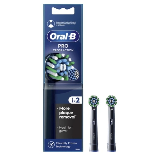 Oral-B Pro Cross Action Black Ανταλλακτικές Κεφαλές 2 Τεμάχια