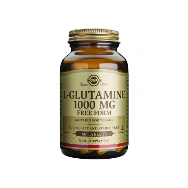 Solgar L-Glutamine 1000mg Free Form Συμπλήρωμα Διατροφής, 60 Ταμπλέτες