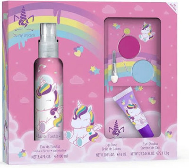 AIR-VAL Unicorn Πακέτο Παιδικό Άρωμα Eau De Toilette 100ml + Lip Gloss 6ml + Σκιές Ματιών