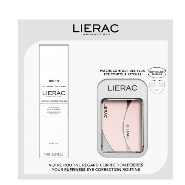 Lierac Diopti Πακέτο Puffiness Correction Gel 15ml & Eye Contour Patches 1 Ζευγάρι