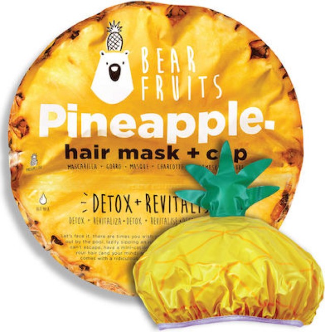 BEAR FRUITS Pineapple Μάσκα Μαλλιών Για Αποτοξίνωση & Ανανέωση 20ml + Σκουφάκι Ανανάς