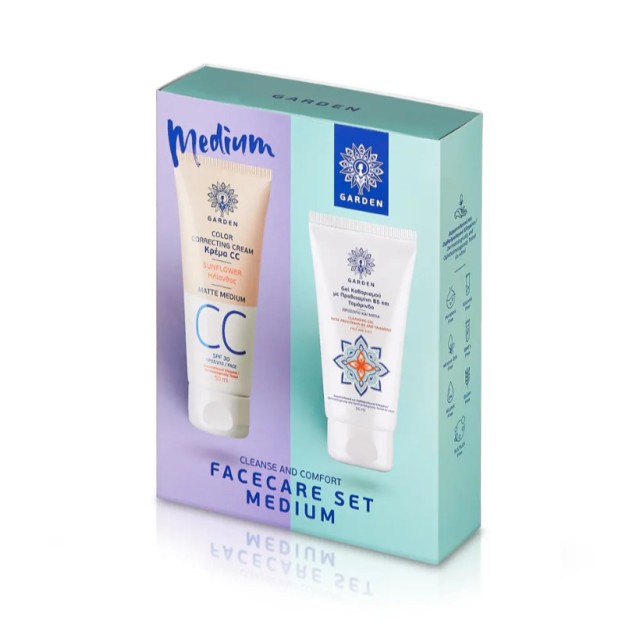 GARDEN Cleanse & Comfort FaceCare Medium Πακέτο Matte CC Cream SPF30 Μεσαία Απόχρωση, 50ml & Gel Καθαρισμού Για Πρόσωπο & Μάτια, 1τμχ