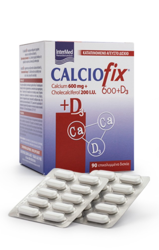 INTERMED Calciofix Συμπλήρωμα Διατροφής Ασβεστίου 600mg & Βιταμίνης D3 200iu, 90 Ταμπλέτες