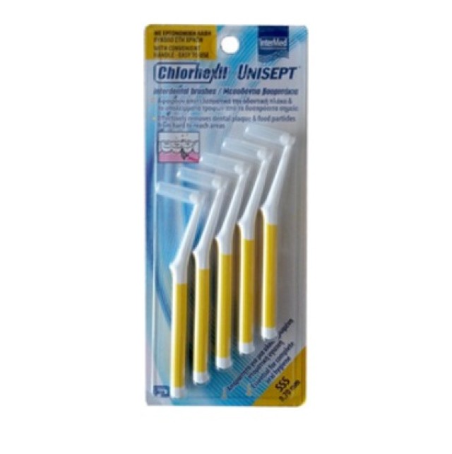 INTERMED Chlorhexil Unisept Interdental Brushes, Μεσοδόντια Βουρτσάκια SSS 0,7mm 5 τμχ