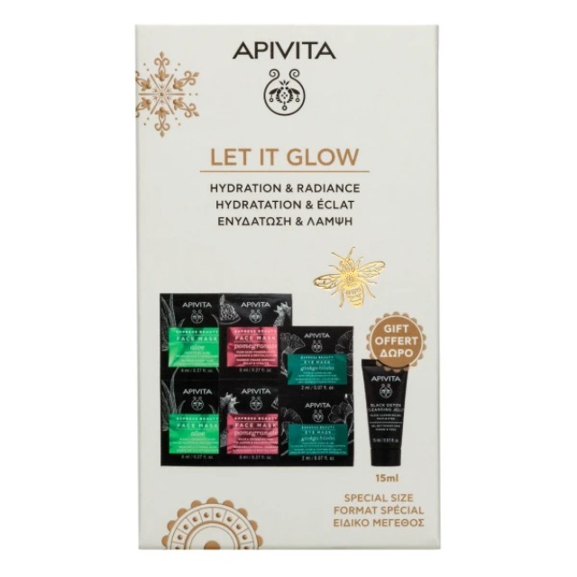 Apivita Πακέτο Let It Glow Set Μάσκες 3x16ml & Black Detox Gel 15ml
