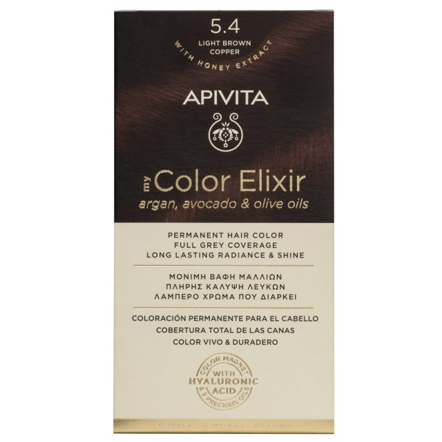 Apivita My Color Elixir Νο 5.4 Βαφή Μαλλιών Μόνιμη Καστανό Ανοιχτό Χάλκινο