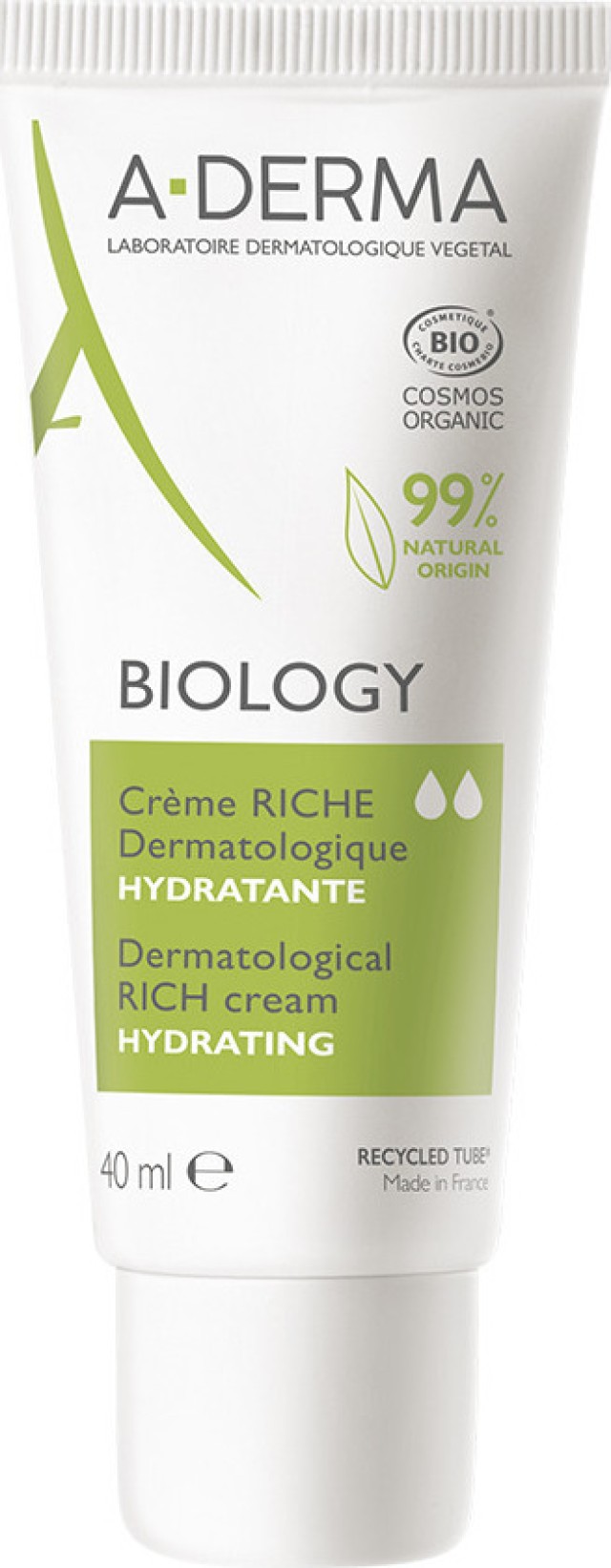 A-DERMA Biology Dermatological Riche Cream Hydrating Πλούσια Ενυδατική Κρέμα Για Το Ξηρό Εύθραυστο Δέρμα, 40ml