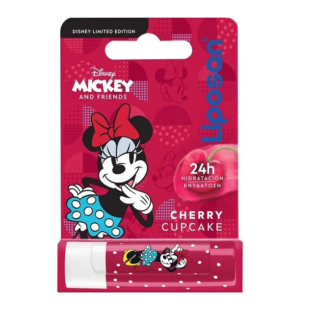 Liposan Disney Mickey Cherry Cupcake Ενυδατικό Χειλιών Για 24ωρη Ενυδάτωση (Συσκευασία), 4.8g