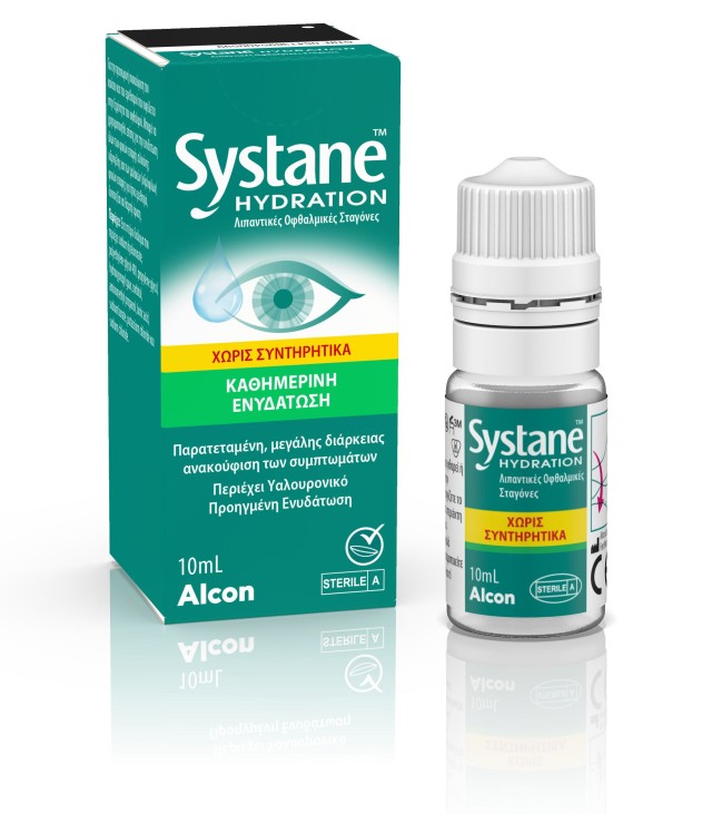 Alcon Systane Hydration Οφθαλμικές Σταγόνες Με Υαλουρονικό Οξύ Για Ξηροφθαλμία, 10ml