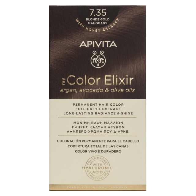 Apivita My Color Elixir Νο 7.35 Βαφή Μαλλιών Μόνιμη Ξανθό Μελί Μαονί