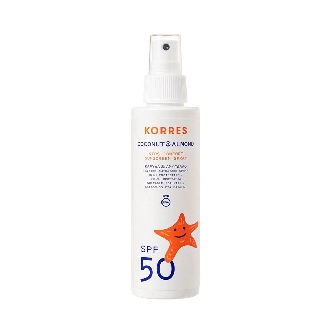 KORRES Kids Comfort Sunscreen Spray Coconut & Almond SPF50  Παιδικό Αντιηλιακό Με Καρύδα & Αμύγδαλο, 150ml