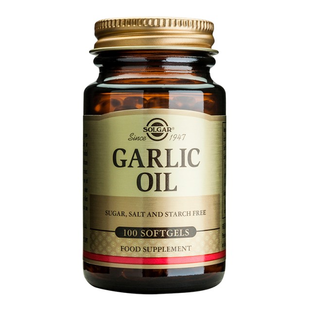 Solgar Garlic Oil Συμπλήρωμα με Αγνό Σκορδέλαιο για Μείωση της Υψηλής Πίεσης - Αντιβακτηριακές, Αντιμυκητισιακές & Αντιβιοτικές Ιδιότητες, 100 φυτικές κάψουλες