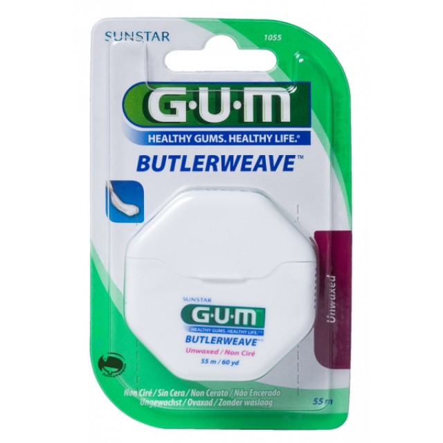 GUM Butlerweave Floss Οδοντικό Νήμα Μη Κηρωμένο 55m (1055)