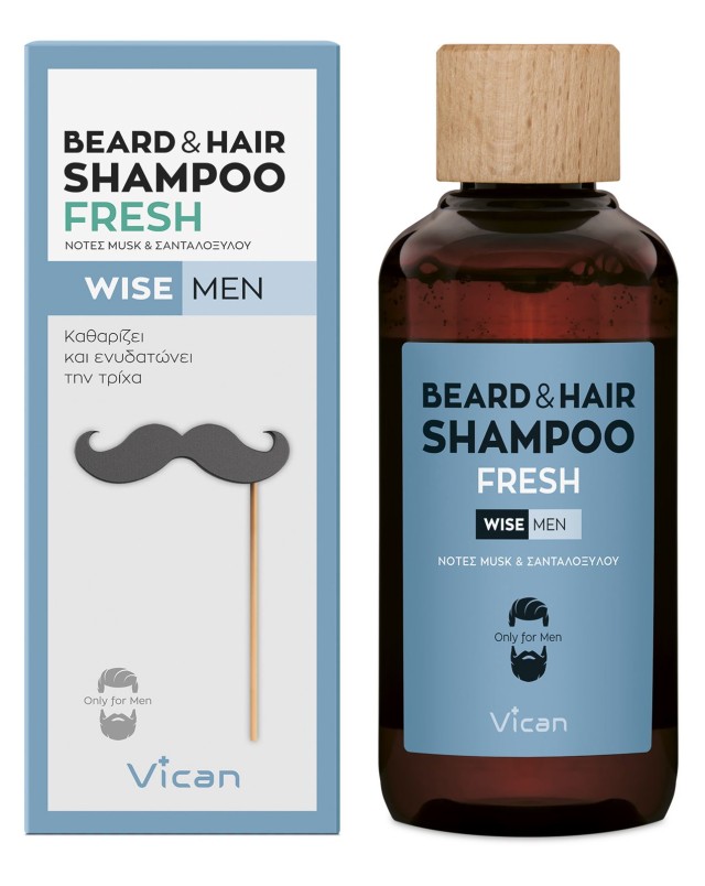 VICAN Wise Men Beard & Hair Shampoo Fresh Σαμπουάν για τα μαλλια και τη γενειάδα του άνδρα, 200ml