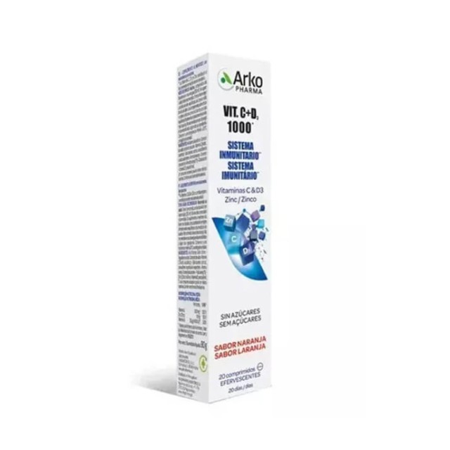 Arkopharma Vitamin C & D3 Ψευδάργυρο Συμπλήρωμα Διατροφής για το Ανοσοποιητικό Σύστημα με Γεύση Πορτοκάλι 20 Αναβράζοντα Δισκία