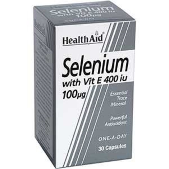 HEALTH AID Selenium 100mg & Vitamin E, Συμπλήρωμα Διατροφής με Αντιοξειδωτική Δράση κατά των Ελεύθερων Ριζών, 30 κάψουλες