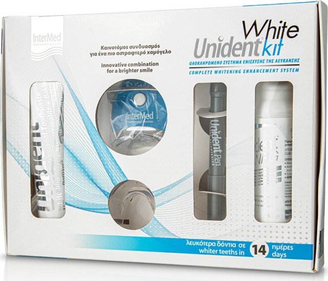INTERMED Πακέτο Unident White Kit Ολοκληρωμένο Σύστημα Λεύκανσης Δοντιών, 1σετ
