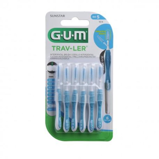 GUM 1614 Trav-ler Interdental Brush, Μεσοδόντια Βουρτσάκια 1,6mm, 6τεμ