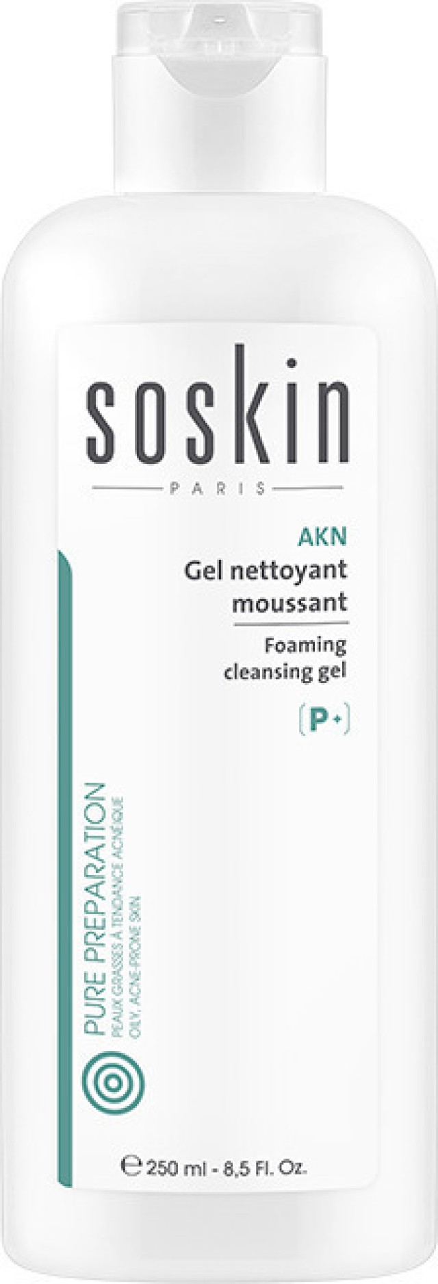SOSKIN P+ Gel Για Βαθύ Καθαρισμό Για Λιπαρό  Δέρμα Με Τάση Για Ακμή Foaming Cleansing, 250ml