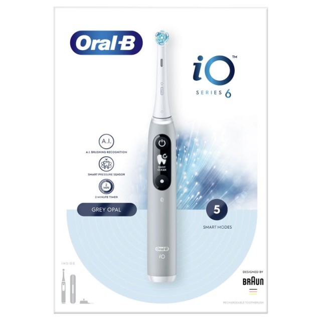 Oral-B iO Series 6 Hλεκτρική Οδοντόβουρτσα- Grey Opal, 1τεμάχιο