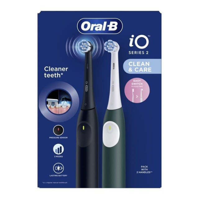 Oral-B iO Series 2 Duo Black & Dark Green Ηλεκτρικές Οδοντόβουρτσες 2 Τεμάχια