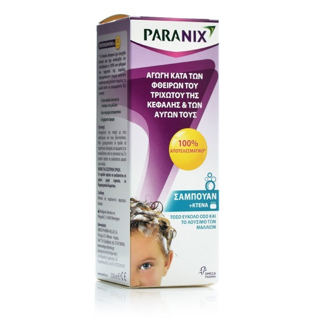 PARANIX Shampoo, Σαμπουάν Αγωγή Κατά των Φθειρών του Τριχωτού της Κεφαλής & των Αυγών + Κτένα, 200ml