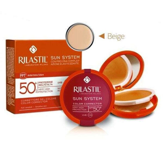RILASTIL Sun System Uniforming Compact Cream SPF50+ Υψηλής Κάλυψης Με Κρεμώδη Υφή 01 Beige Foundation, 10gr