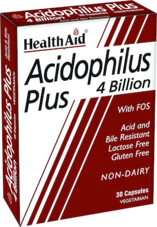 HEALTH AID Acidophilus Plus 4 Bilion Συμπλήρωμα Διατροφής Για Την Διατήρηση Της Ισορροπίας Της Εντερικής Χλωρίδα, 30 Κάψουλες