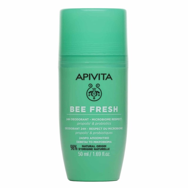 APIVITA Bee Fresh 24H Deodorant Microbiome Respect Αποσμητικό Roll On 24ωρης Προστασίας με Πρόπολη & Προβιοτικά, 50ml