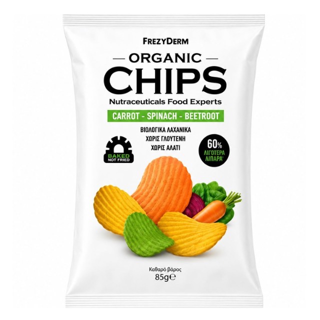 Frezyderm Organic Βιολογικά Chips Λαχανικών Carrot Spinach & Beetroot 85g